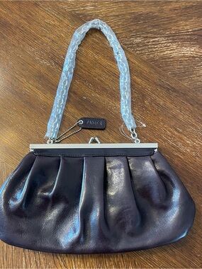 DANIER Chocolate brown Leather Pleated Frame-Top Women’s Bag NEW